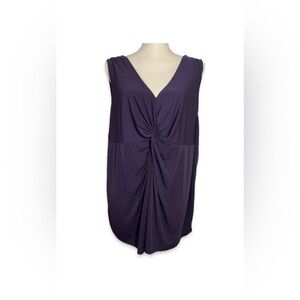 Lane Bryant Purple V-Neck Blouse Women’s Size 22/24 with Twist Accents